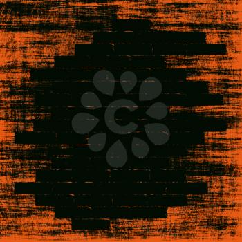Orange grungy abstract background with black bricks shape inside.Digitally generated image.