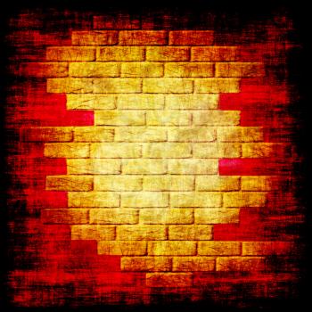 Yellow bricks on red grungy background.Digitally generated image.