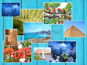 Collage of picturesque travel images.Tourism and nature background