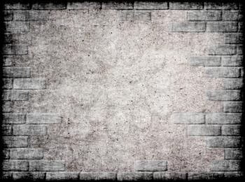 Monochrome grungy background with wall and brick frame.Digitally generated image.