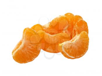 Tangerine segments isolated on white background.