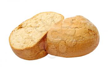 Appetizing crunchy bread isolated on white background.