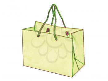 Stylized empty shopping bag isolated on white background.Digitally generated image.