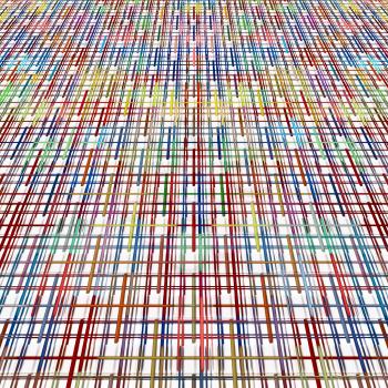 Multicolored perspective grid pattern on white as abstract background.Digitally generated image.