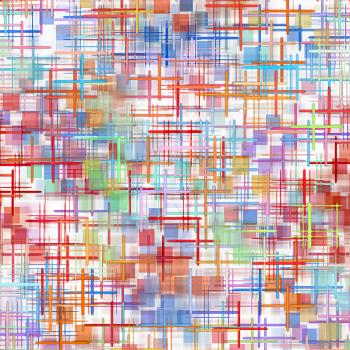 Multicolored grid and square shape pattern on white as abstract background.Digitally generated image.