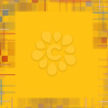 Abstract yellow background with checkered border frame.Digitally generated image.