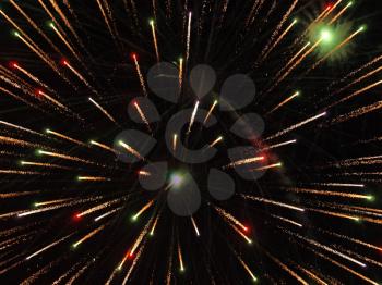 Shining Fireworks Bursts in a Darkness as Abstract Background.