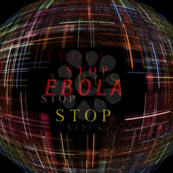 Abstract globe shape on black background with text.Ebola Virus Epidemic concept.Digitally generated image.