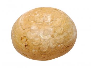 Warm fresh round bread isolated on white background.