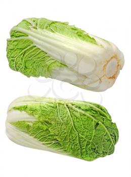 Green beijing cabbage isolated on white background.