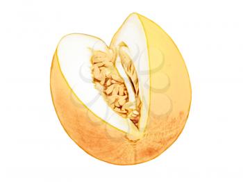 Fresh yellow melon isolated on white background.