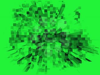 Green abstract square shape geometric background. Digitally generated image.