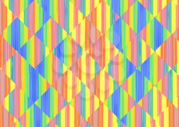 Multicolored abstract striped and square shape background. Digitally generated image.