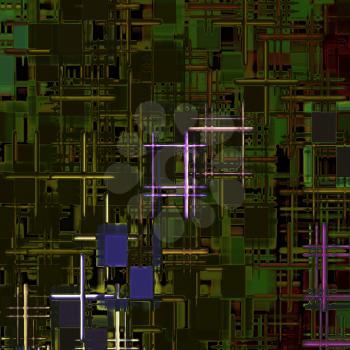 Green grid and square shape abstract background.Digitally generated image.