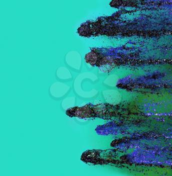Blue fireballs on turquoise background.Digitally altered image.