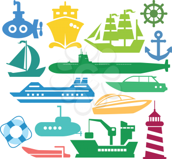 Set of ships and boats