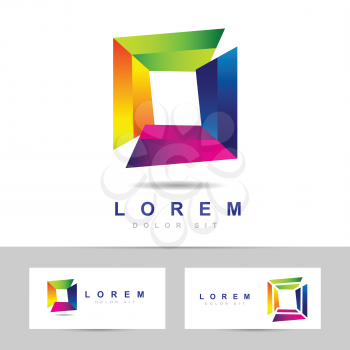Logo design of an abstract colored square vector icon
