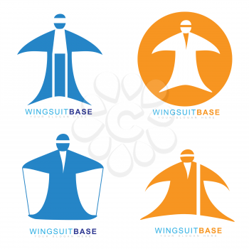 Vector logo template of wingsuit extreme sport base jumping