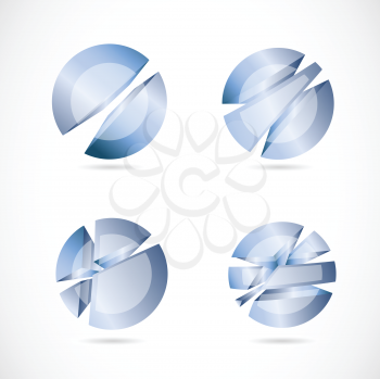 Vector logo template of a blue abstract circle sphere set