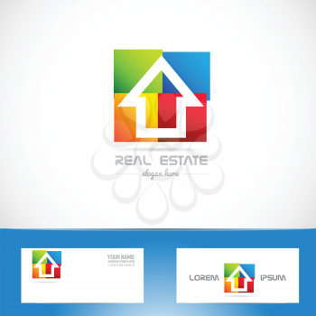 Vector company logo icon element template real esate colors colored house residential