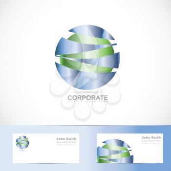 Vector logo template of abstract corporate blue green sphere