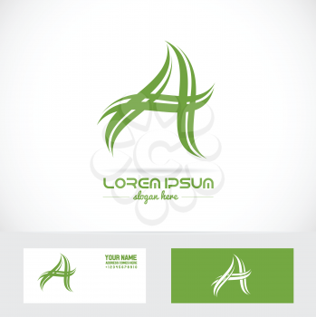 Vector company logo element template letter a swoosh shape green