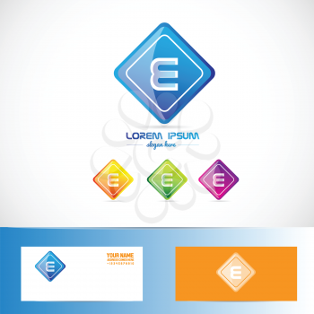 Vector company logo icon element template of alphabet letter e colors rhombus