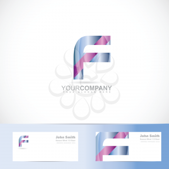 Vector logo template of alphabet letter f 3d with business card