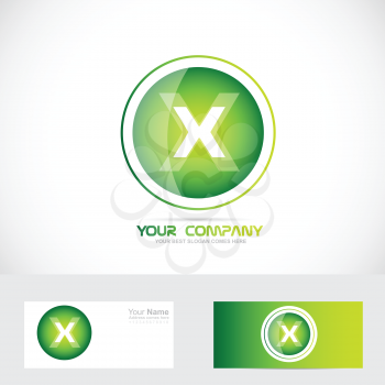 Vector company logo icon element template x alphabet letter  green circle sphere games it media advertising