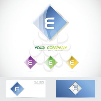 Vector company logo icon element template alphabet letter e rhombus blue colors business media it games corporate