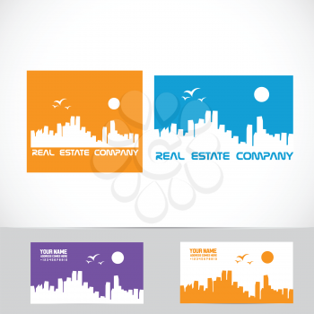 Vector company logo element template real estate city panormana buildings skyscrapers