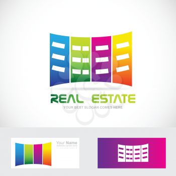 Vector company logo icon element template real estate colors sckyscrapers