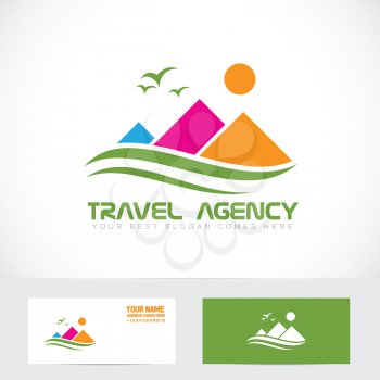 Vector company logo element template tourism travel agency mountain colors vacation holiday