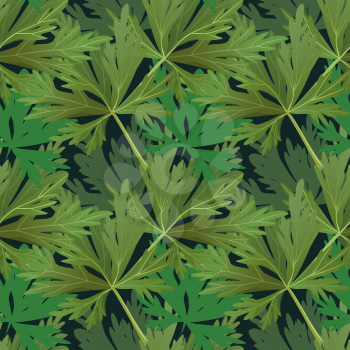 Seamless pattern with plants, forest leaves background