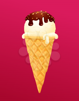 Vanilla Ice cream cone with Chocolate glaze
