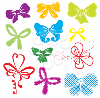 Set of different colors bows