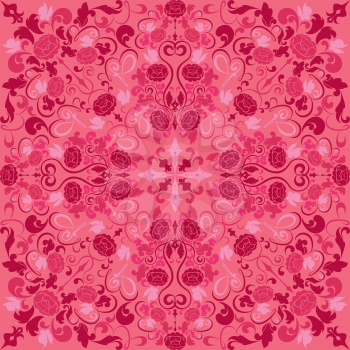 Seamless texture - vintage ornamental pattern in pink colors