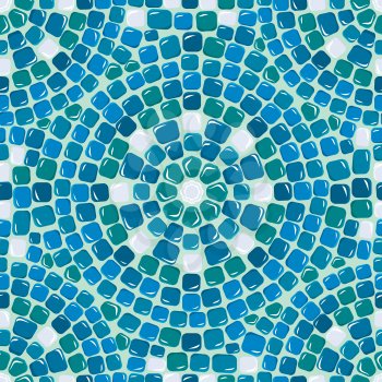 Seamless mosaic pattern - Blue ceramic tile - classical geometric ornament. Ready to use as swatch