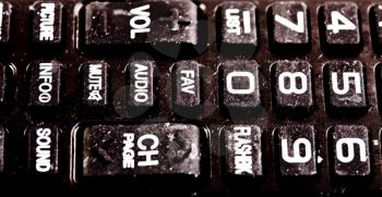 Close Up TV remote control numbers and detail