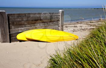 Yellow Kayak on shore on Lake Huron Ontatio