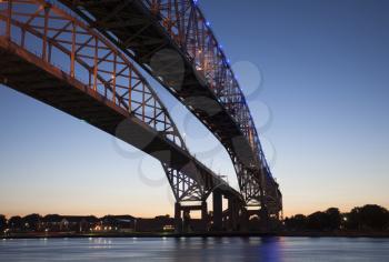 Night Photo Blue Water Bridge Ontario Michigan Sarnia Port Huron