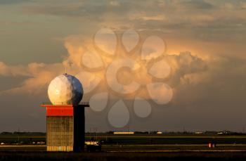 Doppler Radar against storm clouds