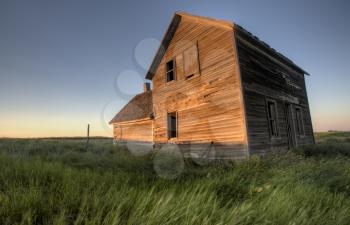 Abandoned Farmhouse Saskatchewan Canada sunset and prairie view