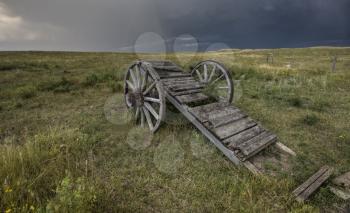 Old Prairie Wheel Cart Saskatchewan Canada field