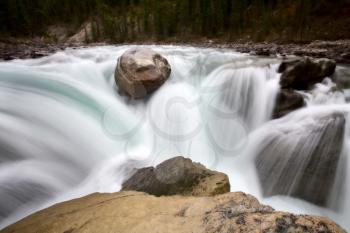 Sunwapta Waterfall Alberta Canada blurred water fall