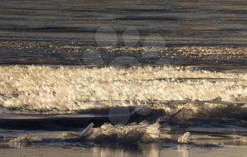 Ice Crystals Forming on Lake Saskatchewan Canada