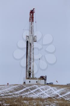 Drilling Rig in Winter in Saskatchewan Canada