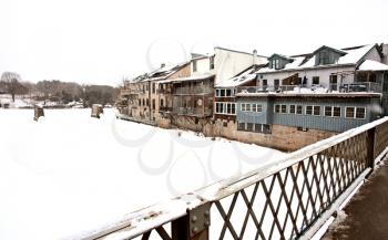 Elora Ontario in Winter with river view