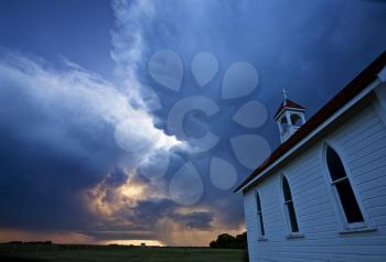 Storm Clouds over Saskatchewan country church