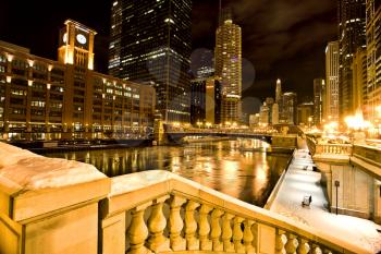 Chicago Downtown City  Night Photography